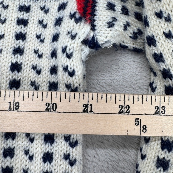 VTG LL Bean Norwegian Nordic Polar Bear Sweater Mens L Ivory Pullover Wool Cozy - Picture 6 of 8